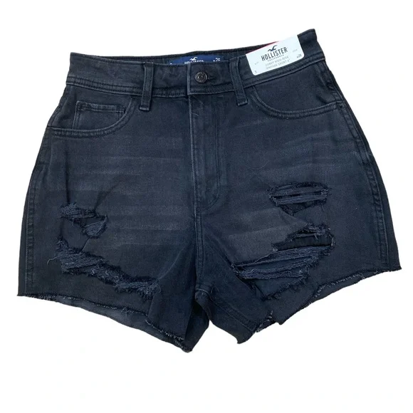 Hollister Shorts Hollister Black Distressed Curvy High Rise